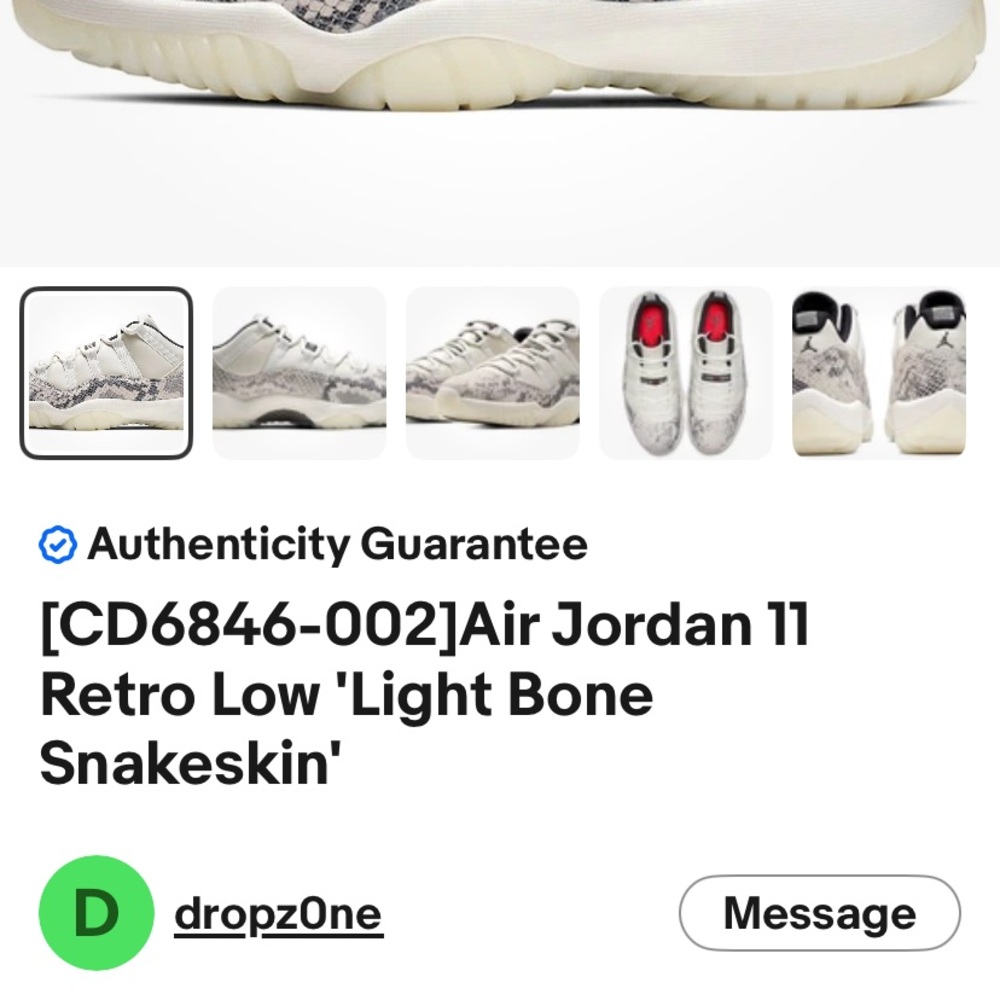 Air Jordan 11 Retro Low 'Light Bone Snakeskin' - Picture 8 of 8